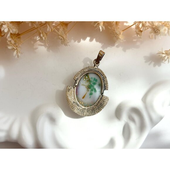 Opal Modernist Semi-Precious Gemstone Minimalist Sterling Silver Vintage Pendant - Picture 4 of 10